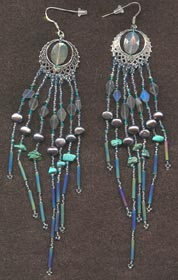 Labradorite turquoise chandelier earring set