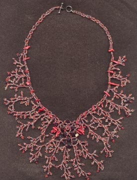 Coral and Garnet Frost beaded necklace